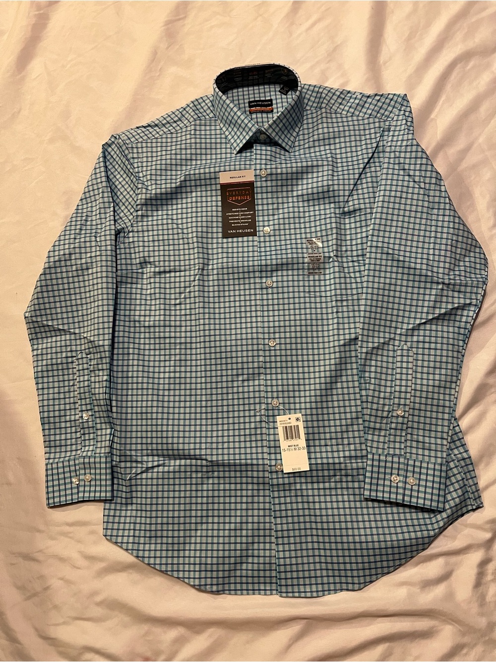 Van Heusen Blue and White Checked Button-Down Shirt